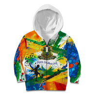 Personalized Brazil 6 Time World Football Champion 2026 Kid Hoodie Hexa Brasil Jaguar Mascot - Graffiti Splash Art