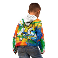 Personalized Brazil 6 Time World Football Champion 2026 Kid Hoodie Hexa Brasil Jaguar Mascot - Graffiti Splash Art