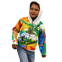 Personalized Brazil 6 Time World Football Champion 2026 Kid Hoodie Hexa Brasil Jaguar Mascot - Graffiti Splash Art