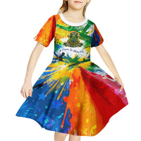 Personalized Brazil 6 Time World Football Champion 2026 Kid Short Sleeve Dress Hexa Brasil Jaguar Mascot - Graffiti Splash Art