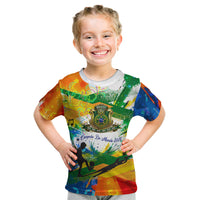 Personalized Brazil 6 Time World Football Champion 2026 Kid T Shirt Hexa Brasil Jaguar Mascot - Graffiti Splash Art
