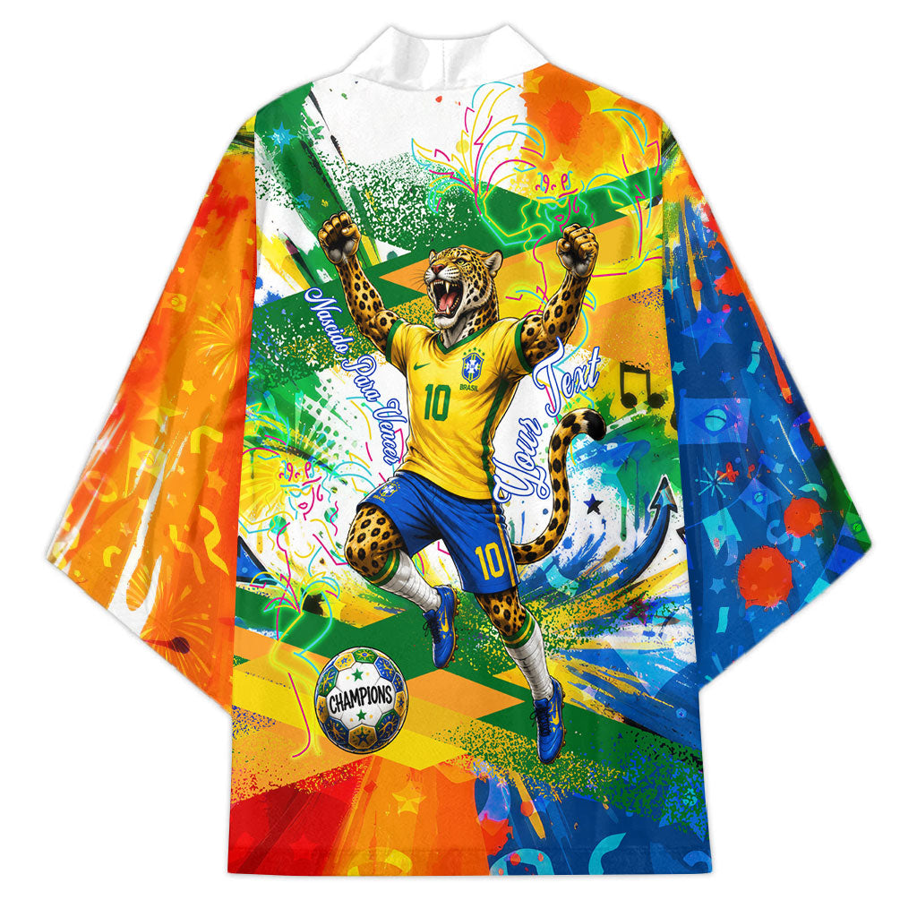 Personalized Brazil 6 Time World Football Champion 2026 Kimono Hexa Brasil Jaguar Mascot - Graffiti Splash Art