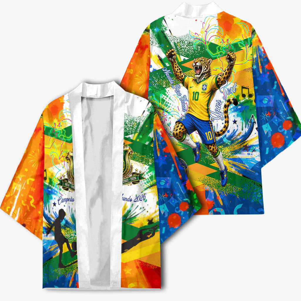 Personalized Brazil 6 Time World Football Champion 2026 Kimono Hexa Brasil Jaguar Mascot - Graffiti Splash Art