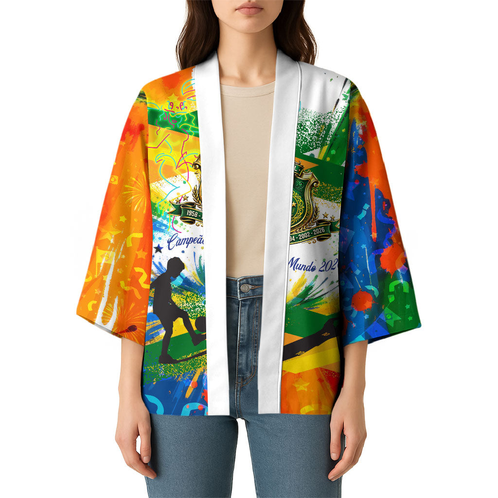 Personalized Brazil 6 Time World Football Champion 2026 Kimono Hexa Brasil Jaguar Mascot - Graffiti Splash Art