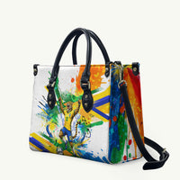 Personalized Brazil 6 Time World Football Champion 2026 Leather Bag Hexa Brasil Jaguar Mascot - Graffiti Splash Art