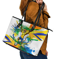Personalized Brazil 6 Time World Football Champion 2026 Leather Tote Bag Hexa Brasil Jaguar Mascot - Graffiti Splash Art