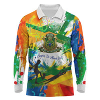 Personalized Brazil 6 Time World Football Champion 2026 Long Sleeve Polo Shirt Hexa Brasil Jaguar Mascot - Graffiti Splash Art