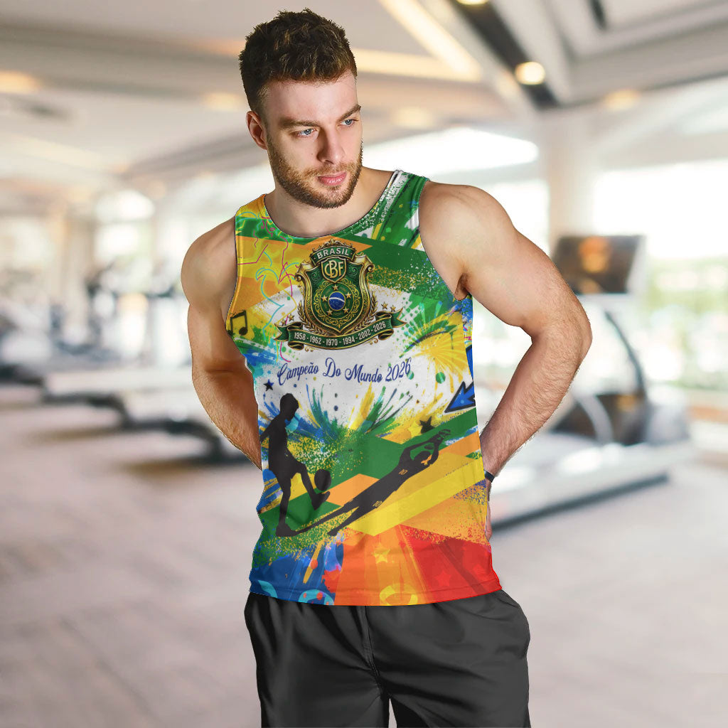 Personalized Brazil 6 Time World Football Champion 2026 Men Tank Top Hexa Brasil Jaguar Mascot - Graffiti Splash Art