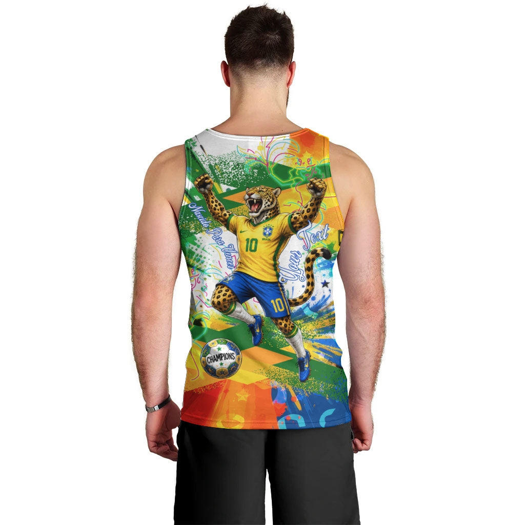 Personalized Brazil 6 Time World Football Champion 2026 Men Tank Top Hexa Brasil Jaguar Mascot - Graffiti Splash Art