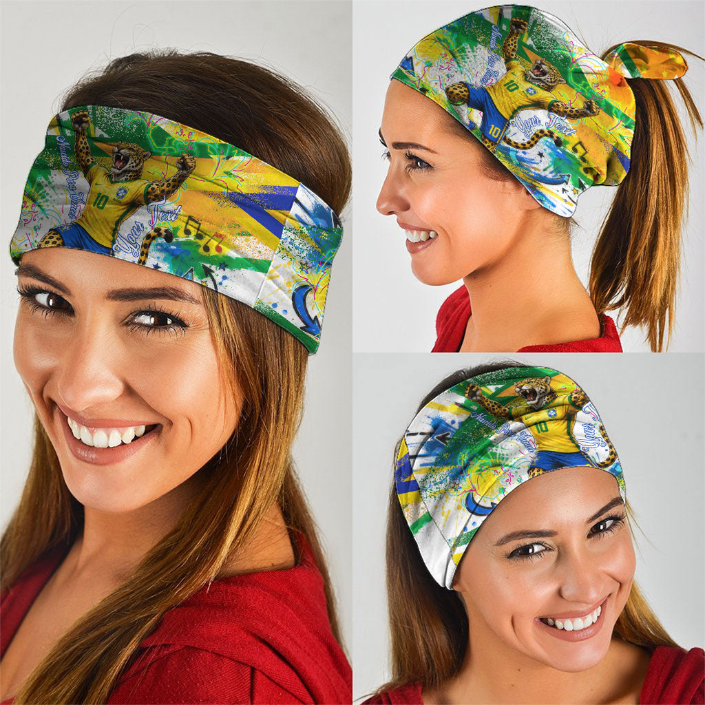 Personalized Brazil 6 Time World Football Champion 2026 Neck Gaiter Hexa Brasil Jaguar Mascot - Graffiti Splash Art