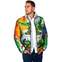 Personalized Brazil 6 Time World Football Champion 2026 Padded Jacket Hexa Brasil Jaguar Mascot - Graffiti Splash Art
