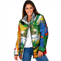 Personalized Brazil 6 Time World Football Champion 2026 Padded Jacket Hexa Brasil Jaguar Mascot - Graffiti Splash Art