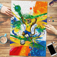 Personalized Brazil 6 Time World Football Champion 2026 Puzzle Hexa Brasil Jaguar Mascot - Graffiti Splash Art