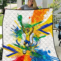 Personalized Brazil 6 Time World Football Champion 2026 Quilt Hexa Brasil Jaguar Mascot - Graffiti Splash Art