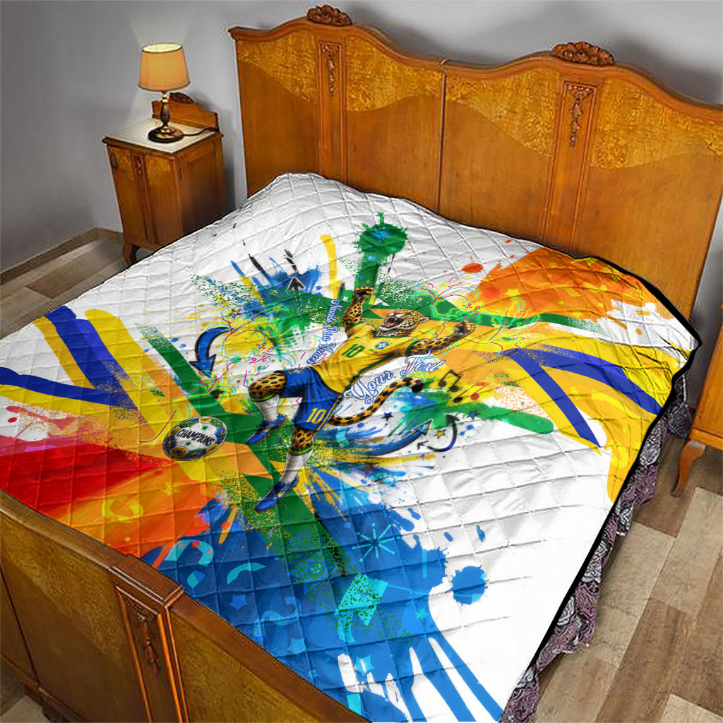 Personalized Brazil 6 Time World Football Champion 2026 Quilt Hexa Brasil Jaguar Mascot - Graffiti Splash Art