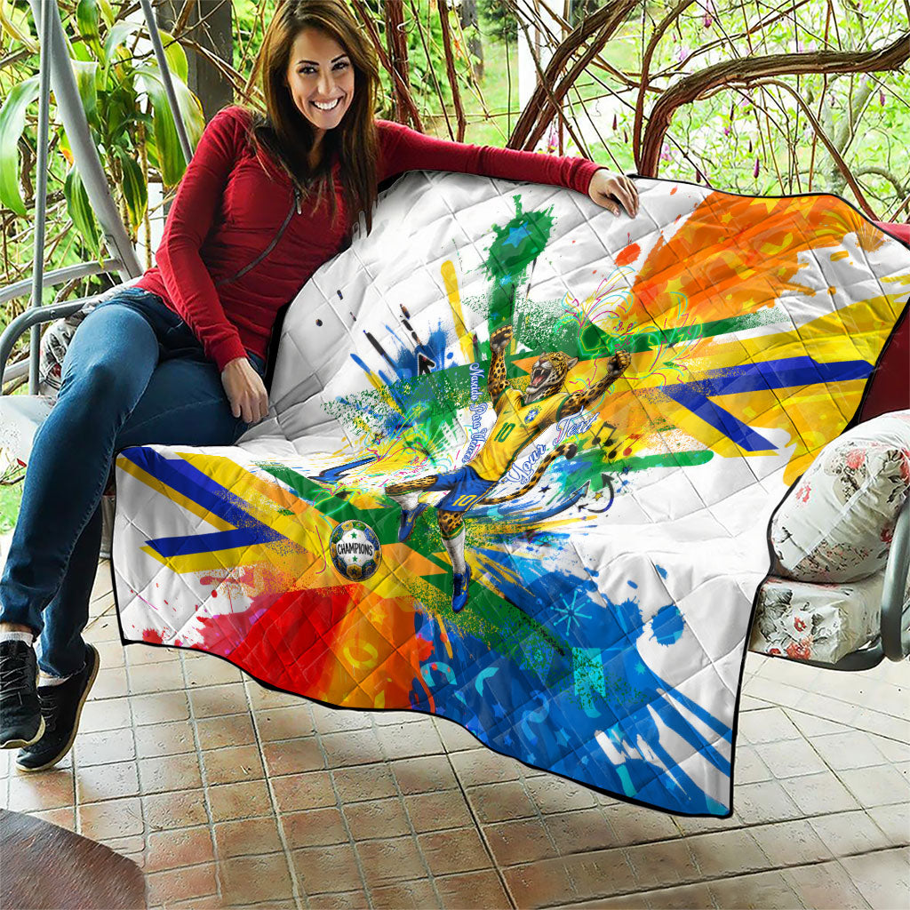 Personalized Brazil 6 Time World Football Champion 2026 Quilt Hexa Brasil Jaguar Mascot - Graffiti Splash Art