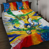 Personalized Brazil 6 Time World Football Champion 2026 Quilt Bed Set Hexa Brasil Jaguar Mascot - Graffiti Splash Art