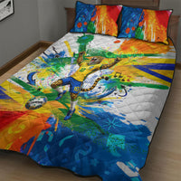 Personalized Brazil 6 Time World Football Champion 2026 Quilt Bed Set Hexa Brasil Jaguar Mascot - Graffiti Splash Art