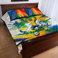 Personalized Brazil 6 Time World Football Champion 2026 Quilt Bed Set Hexa Brasil Jaguar Mascot - Graffiti Splash Art