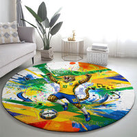 Personalized Brazil 6 Time World Football Champion 2026 Round Carpet Hexa Brasil Jaguar Mascot - Graffiti Splash Art
