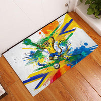 Personalized Brazil 6 Time World Football Champion 2026 Rubber Doormat Hexa Brasil Jaguar Mascot - Graffiti Splash Art