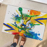 Personalized Brazil 6 Time World Football Champion 2026 Rubber Doormat Hexa Brasil Jaguar Mascot - Graffiti Splash Art