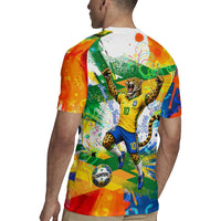 Personalized Brazil 6 Time World Football Champion 2026 Rugby Jersey Hexa Brasil Jaguar Mascot - Graffiti Splash Art