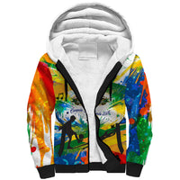 Personalized Brazil 6 Time World Football Champion 2026 Sherpa Hoodie Hexa Brasil Jaguar Mascot - Graffiti Splash Art