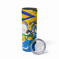 Personalized Brazil 6 Time World Football Champion 2026 Skinny Tumbler Hexa Brasil Jaguar Mascot - Graffiti Splash Art