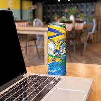 Personalized Brazil 6 Time World Football Champion 2026 Skinny Tumbler Hexa Brasil Jaguar Mascot - Graffiti Splash Art