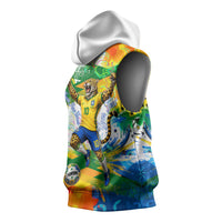 Personalized Brazil 6 Time World Football Champion 2026 Sleeveless Hoodie Hexa Brasil Jaguar Mascot - Graffiti Splash Art