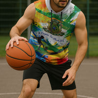 Personalized Brazil 6 Time World Football Champion 2026 Sleeveless Hoodie Hexa Brasil Jaguar Mascot - Graffiti Splash Art