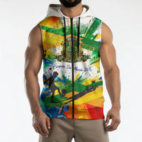 Personalized Brazil 6 Time World Football Champion 2026 Sleeveless Zip Hoodie Hexa Brasil Jaguar Mascot - Graffiti Splash Art