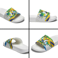 Personalized Brazil 6 Time World Football Champion 2026 Slide Sandals Hexa Brasil Jaguar Mascot - Graffiti Splash Art