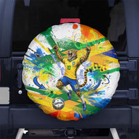 Personalized Brazil 6 Time World Football Champion 2026 Spare Tire Cover Hexa Brasil Jaguar Mascot - Graffiti Splash Art