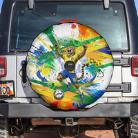 Personalized Brazil 6 Time World Football Champion 2026 Spare Tire Cover Hexa Brasil Jaguar Mascot - Graffiti Splash Art