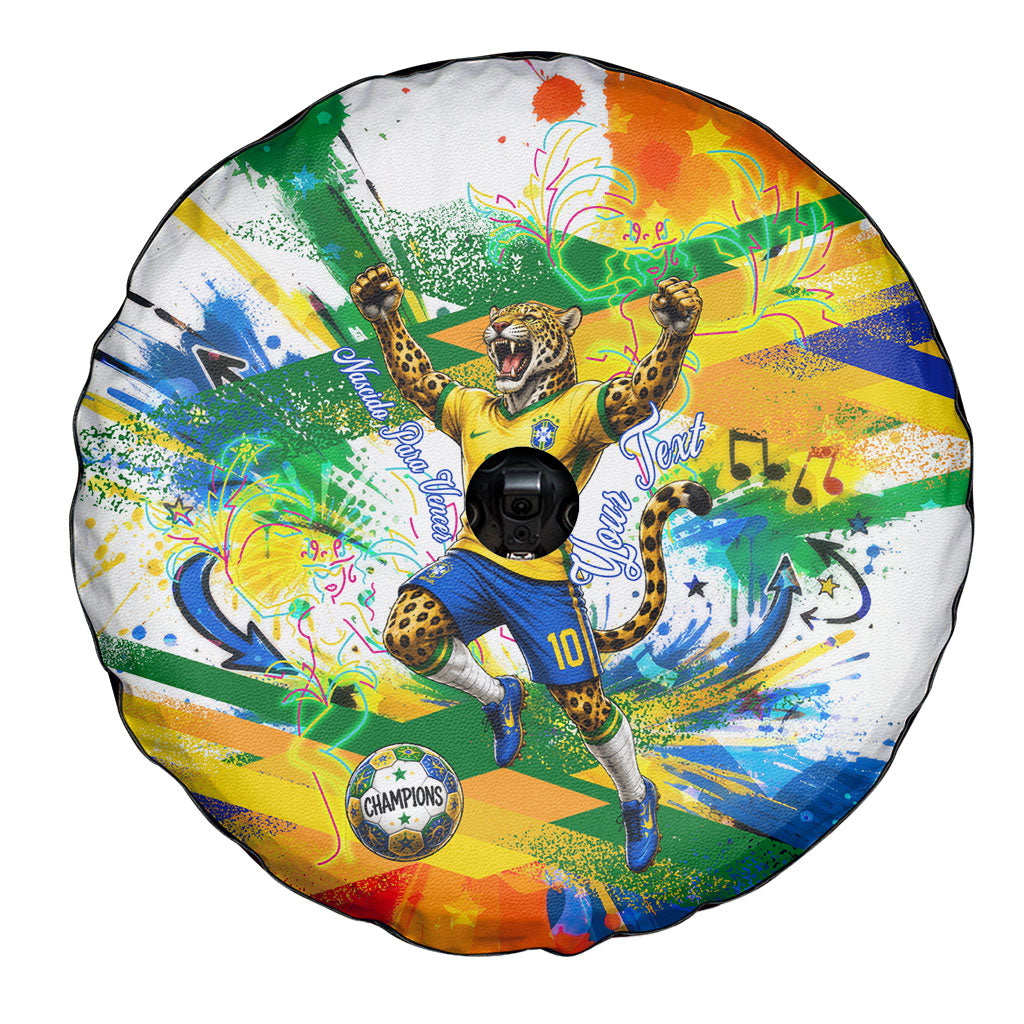 Personalized Brazil 6 Time World Football Champion 2026 Spare Tire Cover Hexa Brasil Jaguar Mascot - Graffiti Splash Art