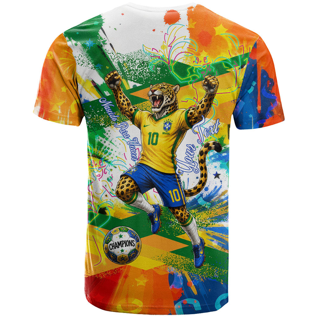 Personalized Brazil 6 Time World Football Champion 2026 T Shirt Hexa Brasil Jaguar Mascot - Graffiti Splash Art