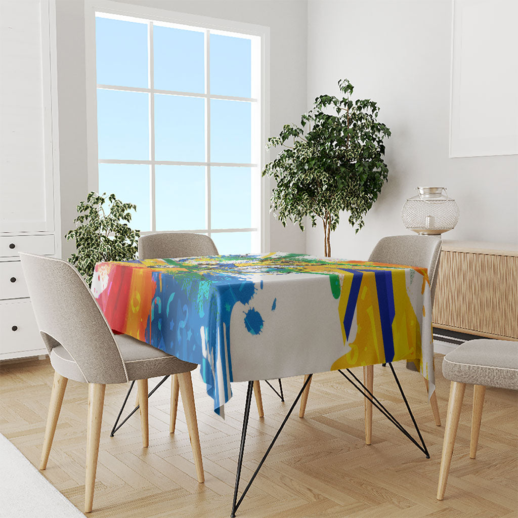 Personalized Brazil 6 Time World Football Champion 2026 Tablecloth Hexa Brasil Jaguar Mascot - Graffiti Splash Art