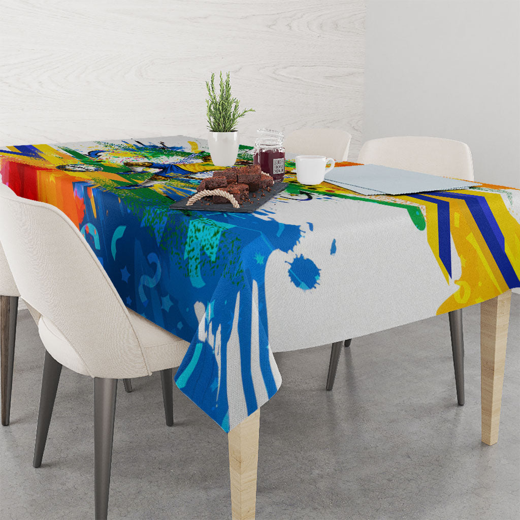 Personalized Brazil 6 Time World Football Champion 2026 Tablecloth Hexa Brasil Jaguar Mascot - Graffiti Splash Art