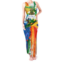 Personalized Brazil 6 Time World Football Champion 2026 Tank Maxi Dress Hexa Brasil Jaguar Mascot - Graffiti Splash Art