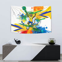Personalized Brazil 6 Time World Football Champion 2026 Tapestry Hexa Brasil Jaguar Mascot - Graffiti Splash Art
