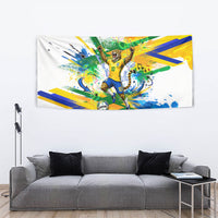 Personalized Brazil 6 Time World Football Champion 2026 Tapestry Hexa Brasil Jaguar Mascot - Graffiti Splash Art