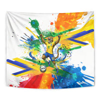Personalized Brazil 6 Time World Football Champion 2026 Tapestry Hexa Brasil Jaguar Mascot - Graffiti Splash Art