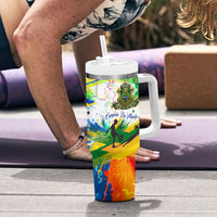 Personalized Brazil 6 Time World Football Champion 2026 Tumbler With Handle Hexa Brasil Jaguar Mascot - Graffiti Splash Art