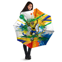 Personalized Brazil 6 Time World Football Champion 2026 Umbrella Hexa Brasil Jaguar Mascot - Graffiti Splash Art