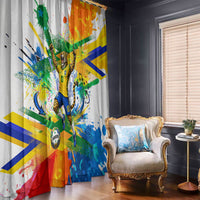 Personalized Brazil 6 Time World Football Champion 2026 Window Curtain Hexa Brasil Jaguar Mascot - Graffiti Splash Art