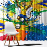 Personalized Brazil 6 Time World Football Champion 2026 Window Curtain Hexa Brasil Jaguar Mascot - Graffiti Splash Art