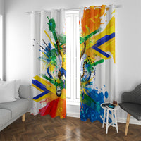Personalized Brazil 6 Time World Football Champion 2026 Window Curtain Hexa Brasil Jaguar Mascot - Graffiti Splash Art
