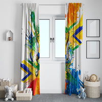 Personalized Brazil 6 Time World Football Champion 2026 Window Curtain Hexa Brasil Jaguar Mascot - Graffiti Splash Art